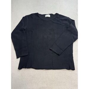 Won Hundred Sweater Mens Large Black Cotton Textured Crewneck Knit Pullover